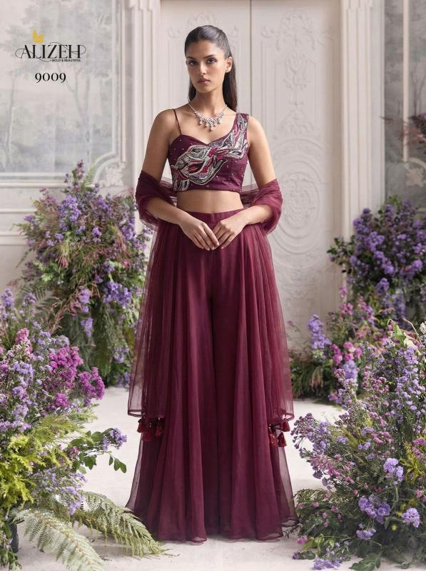 Alizeh 9008 And 9009 catalog Georgette Designer Choli Sharara - Sanvari Fashion