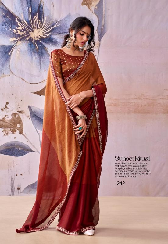 Stavan Celebtaities catalog pure chiffon saree wholesaler - Sanvari Fashion