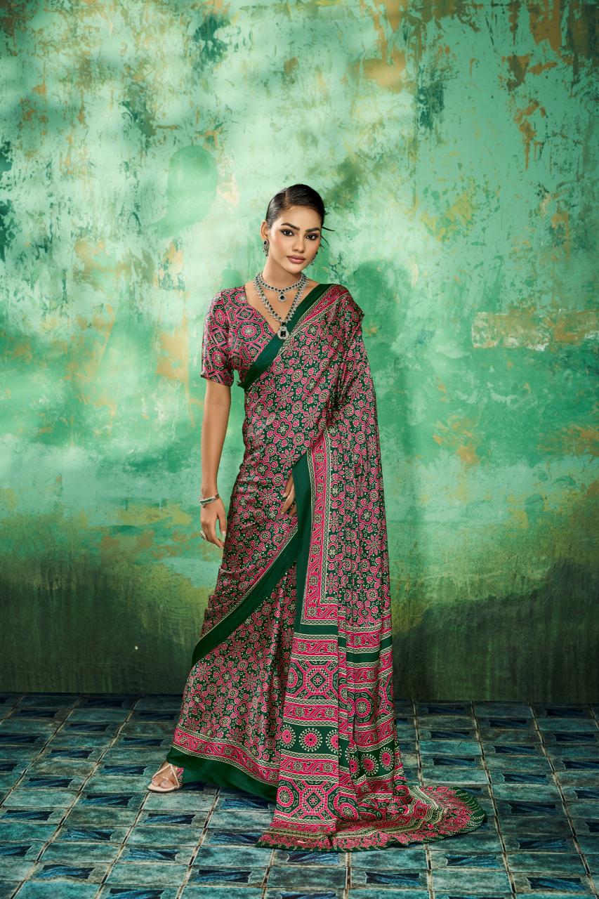 Rajtex Pure Ajrakh-039 Saree market in Pune - Sanvari Fashion