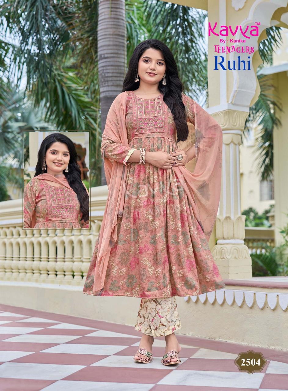 Kavya Ruhi Vol 25 catalog wholesale designer kids wear kurtis - Sanvari Fashion