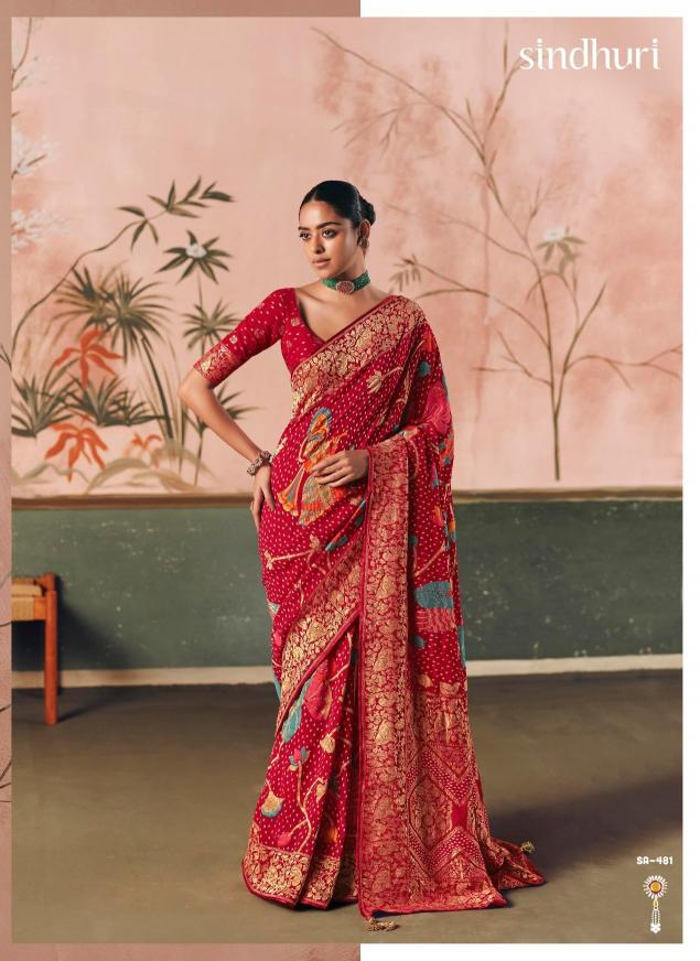 Kimora Sindhuri Premium Bindiya saree wholesaler in jaipur - Sanvari Fashion