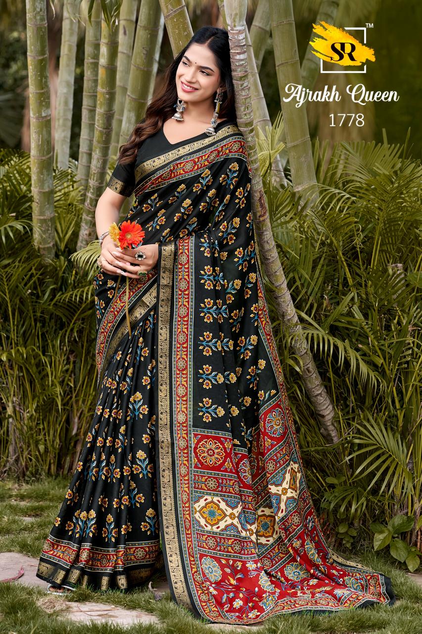 Sr Ajrakh Queen catalog wholesale saree market - Sanvari Fashion