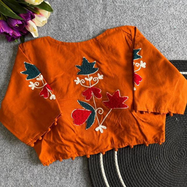 Blousewala Flex Cotton Pure Flex Cotton Towel Work Blouse - Sanvari Fashion