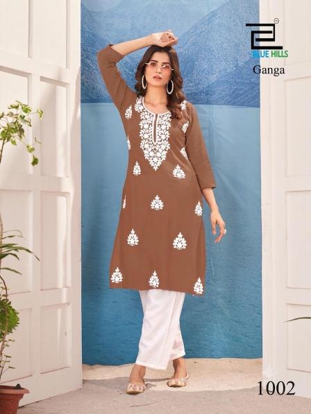 Blue Hills Ganga catalog wholesalers of chikankari kurtis in lucknow - Sanvari Fashion