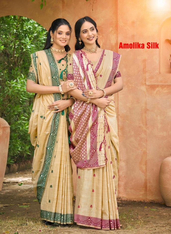 Bunawat - Amolika SIlk Sangam Prints Assam Silk Woven Work Traditional Saree - Sanvari Fashion