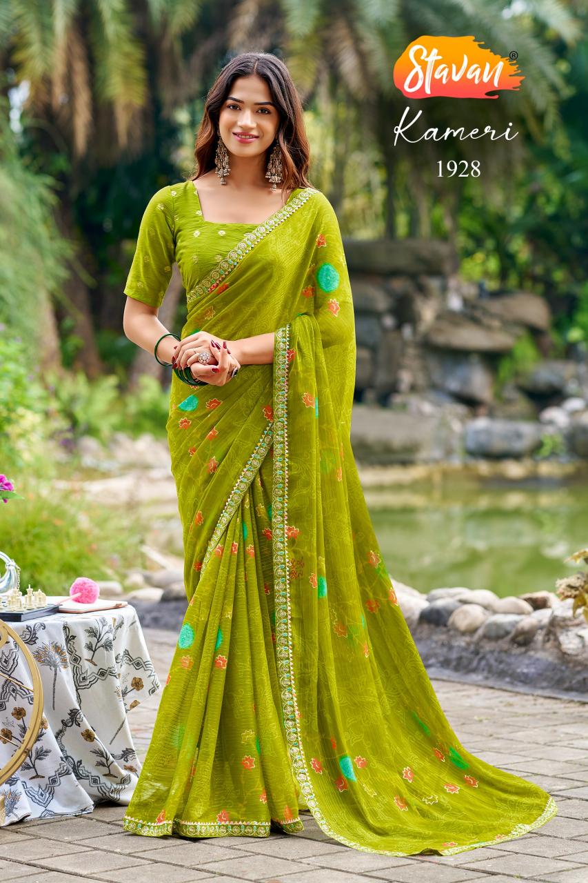 Stavan Kameri catalog wholesale chiffon sarees - Sanvari Fashion
