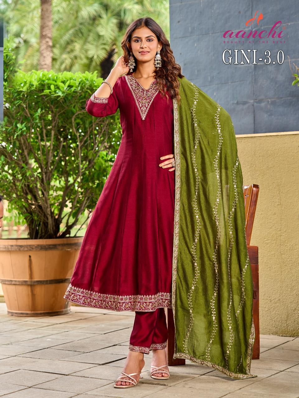 Aanchi Gini 3.0 catalog wholesale anarkali kurtis in mumbai - Sanvari Fashion