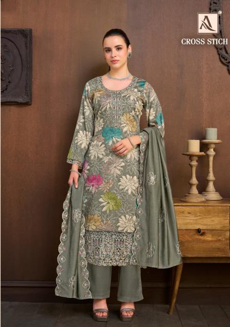 Alok Cross Stitch catalog surat dress materials prices - Sanvari Fashion