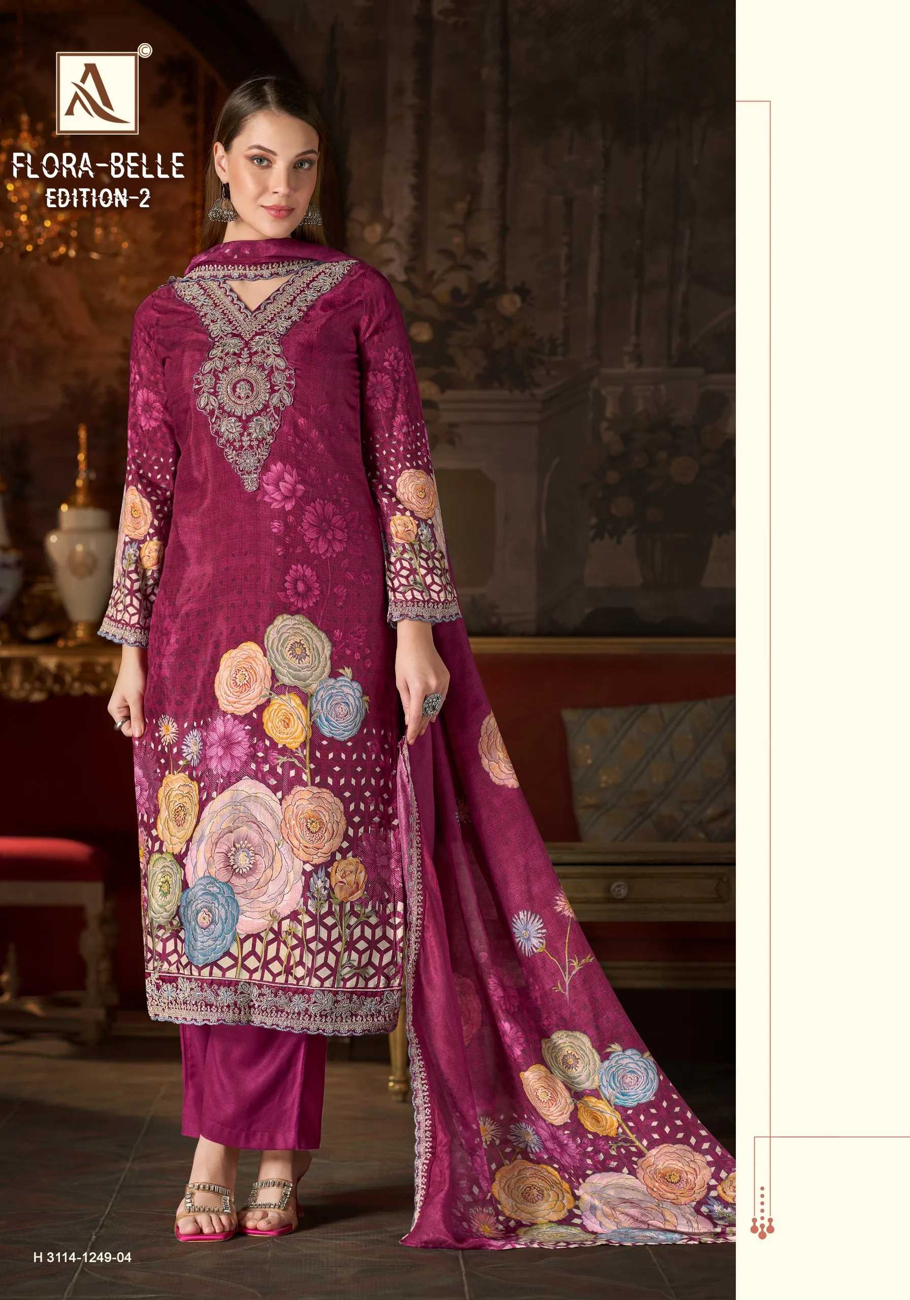 Alok Flora Belle vol 2 catalog wholesale ladies dress material in surat - Sanvari Fashion