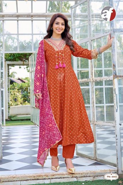 Anju Fabrics 4443 catalog wholesale digital kurtis kameez mumbai - Sanvari Fashion