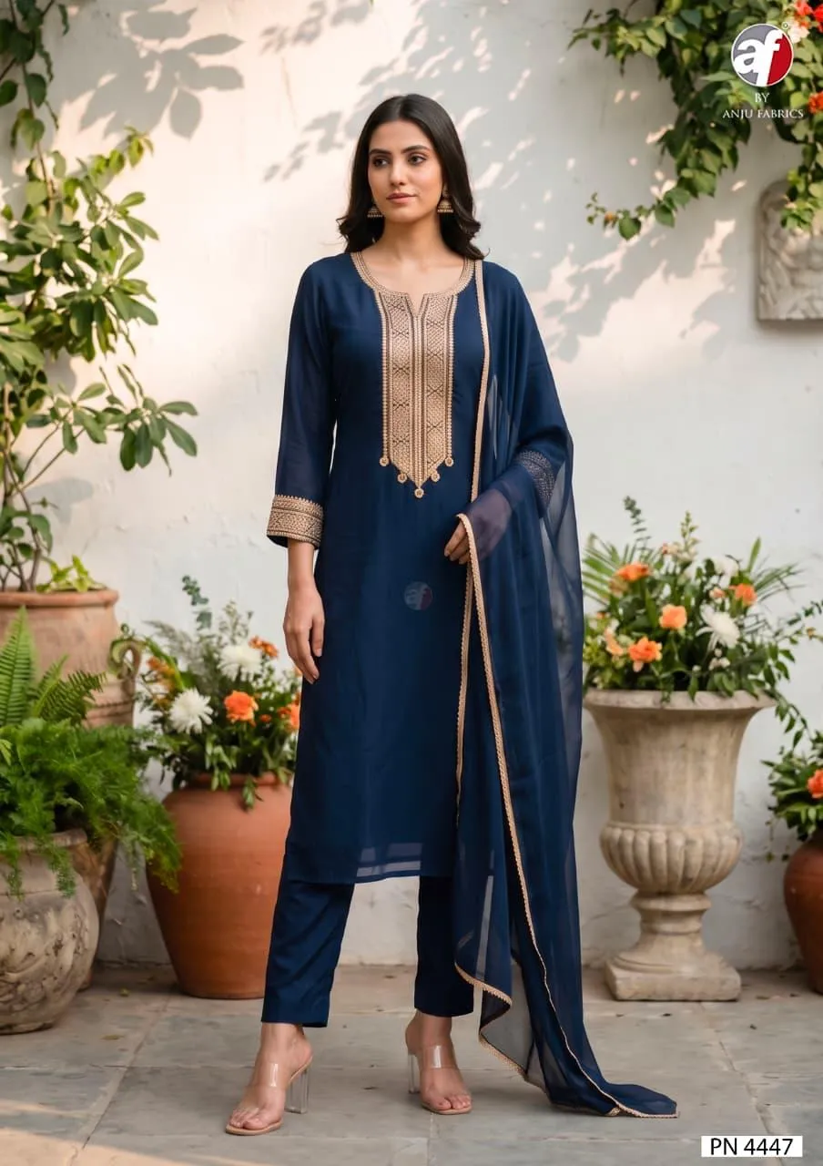 Anju Fabrics 4448 catalog kurti wholesale bazar in agra - Sanvari Fashion