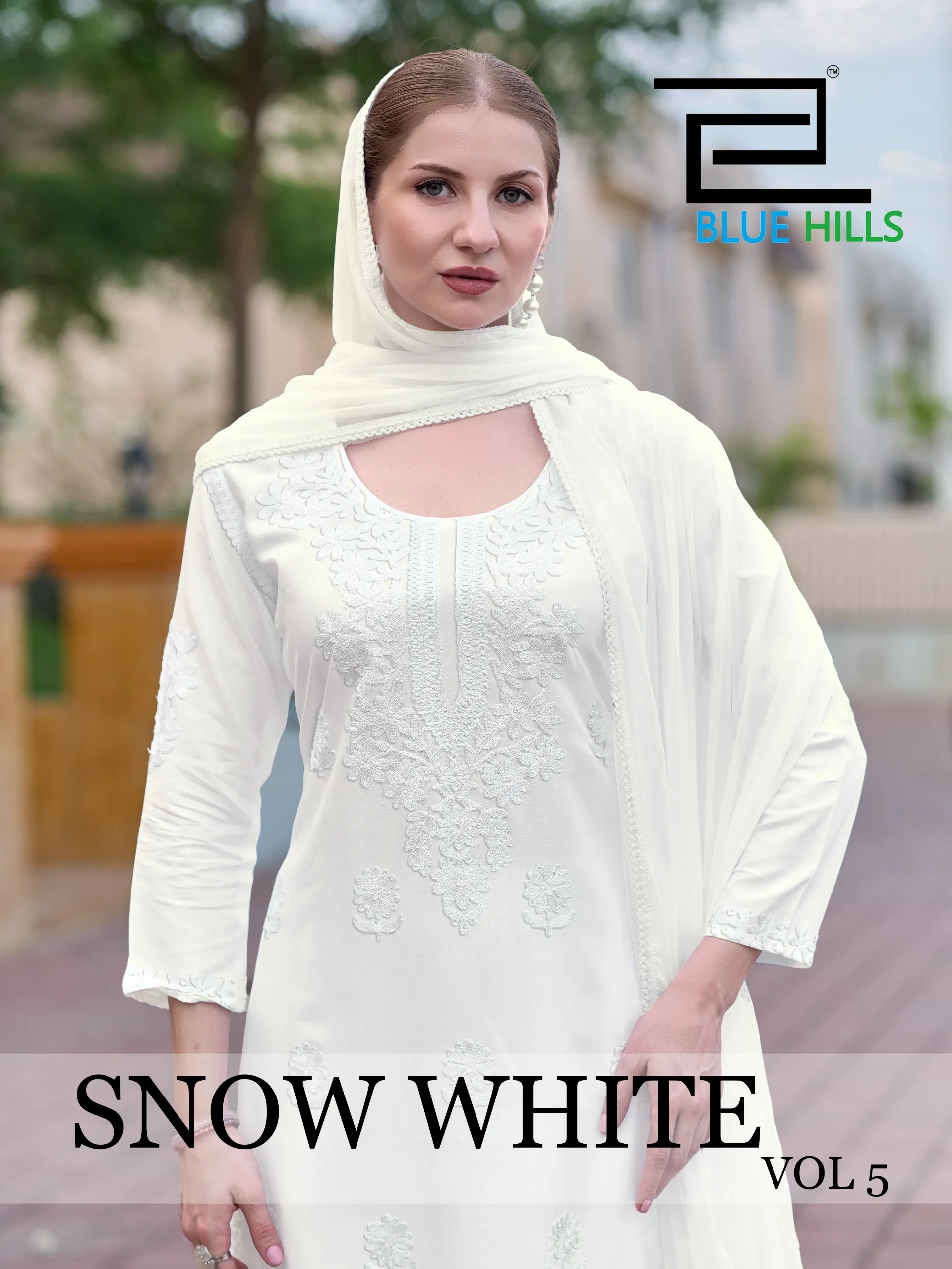 Blue hills Snow White vol 5 catalog lucknow chikan kurtis wholesale market - Sanvari Fashion