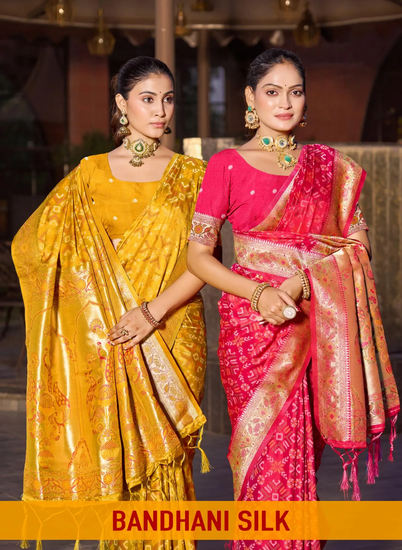 Bunawat - BANDHANI SILK Sangam Prints Soft Silk Woven Work Traditional Saree - Sanvari Fashion