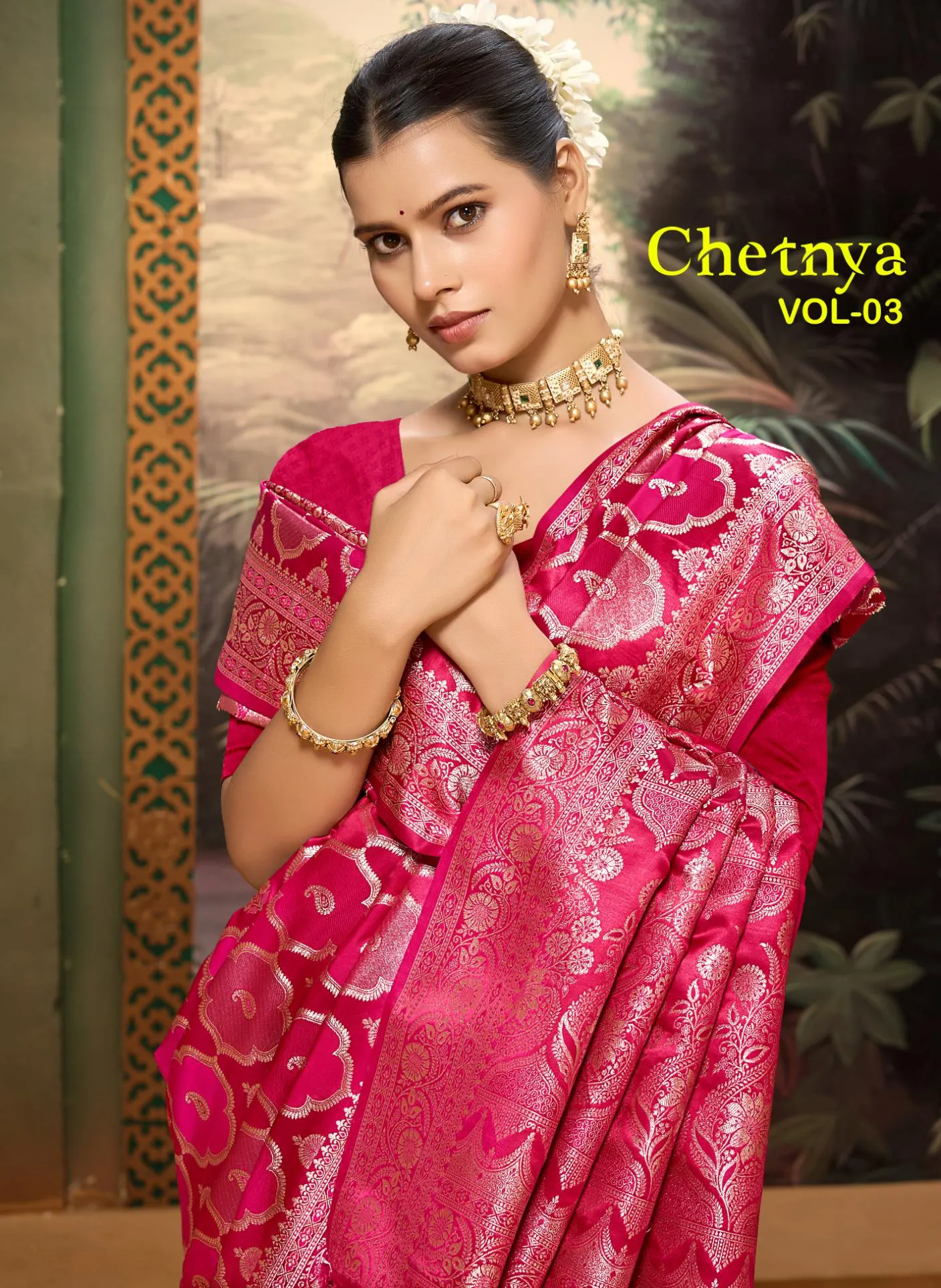 Bunawat - CHETNYA VOL-03 Sangam Prints Satin Silk Woven Work Traditional Saree - Sanvari Fashion