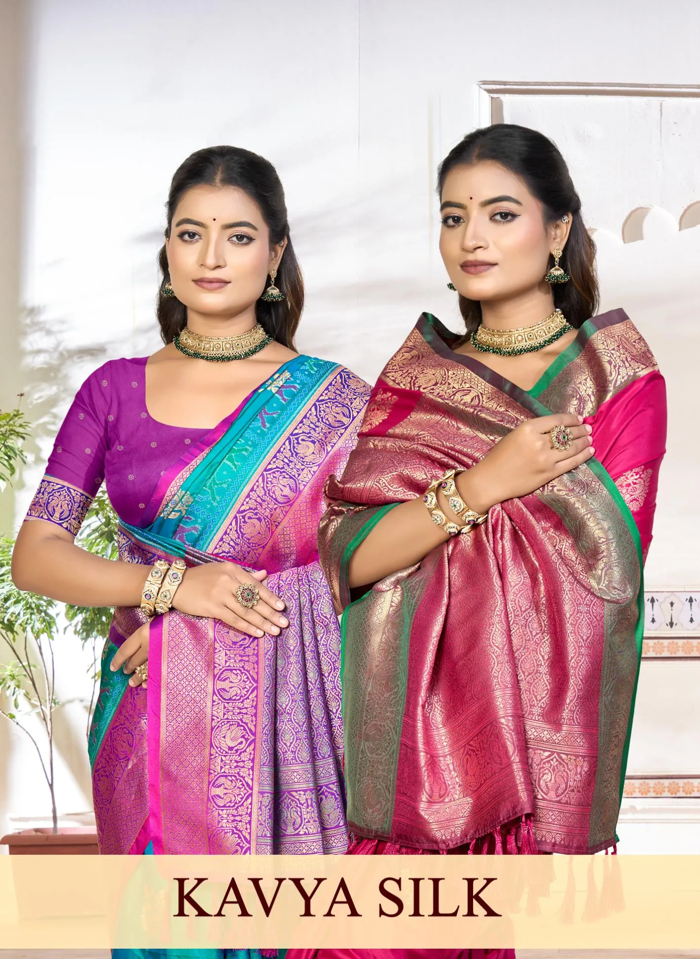Bunawat - KAVYA SILK Sangam Prints Soft Silk Woven Work Traditional Saree - Sanvari Fashion