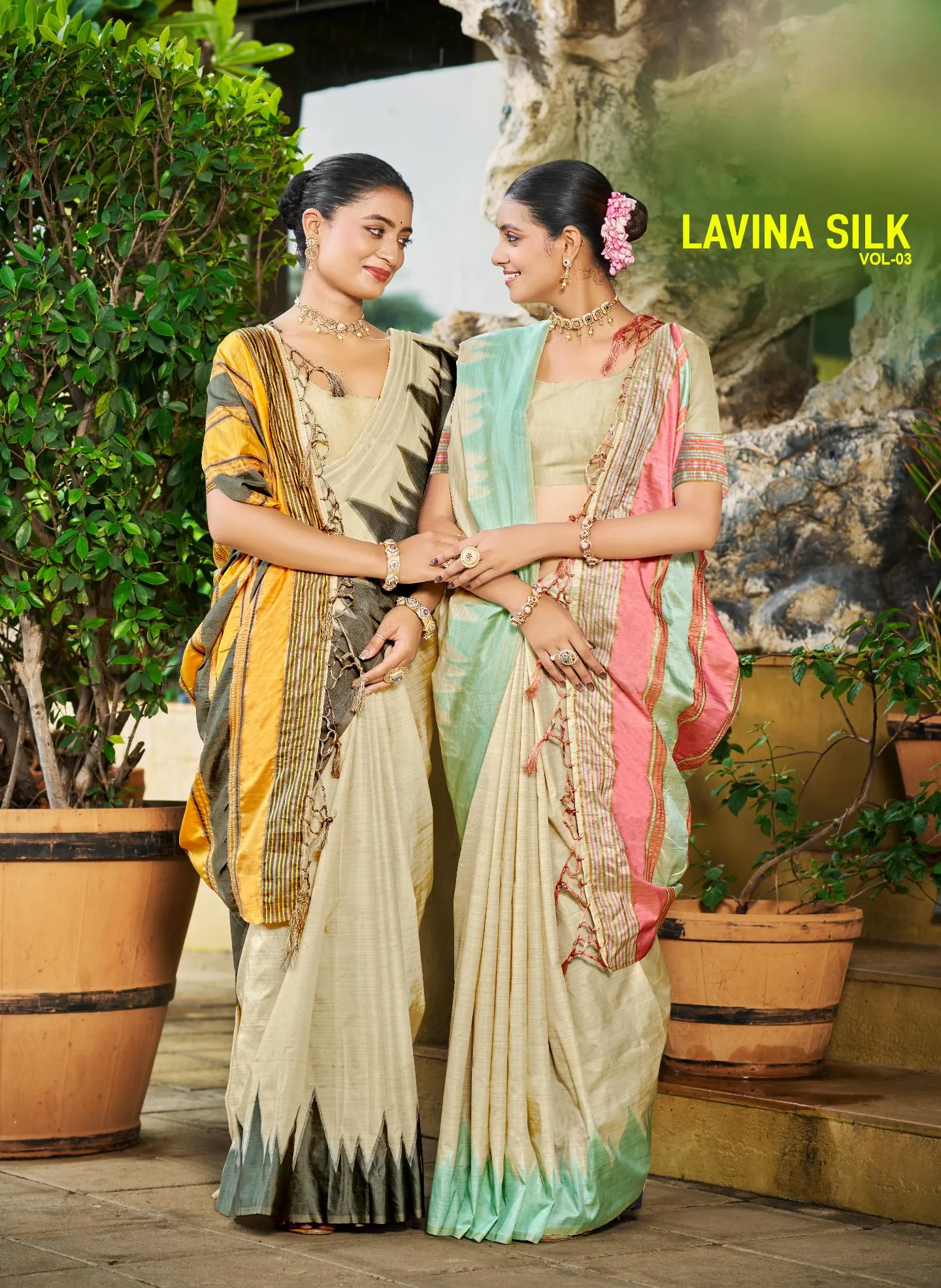 Bunawat - LAVINA SILK-03 Sangam Prints Slub Silk Woven Work Traditional Saree - Sanvari Fashion