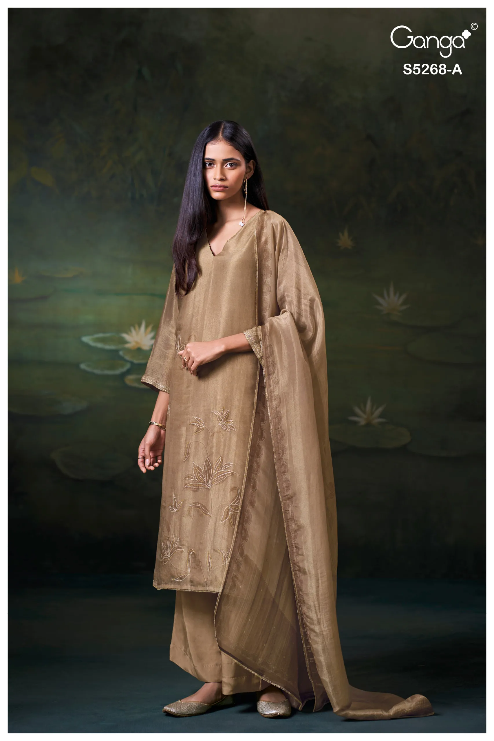Ganga Falona 5268 catalog ludhiana design salwar kameez wholesale exporter - Sanvari Fashion