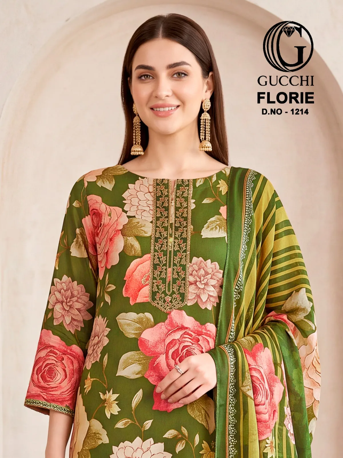 Gucchi Florie 1214 catalog wholesale unstitched salwar kameez material in bangalore - Sanvari Fashion