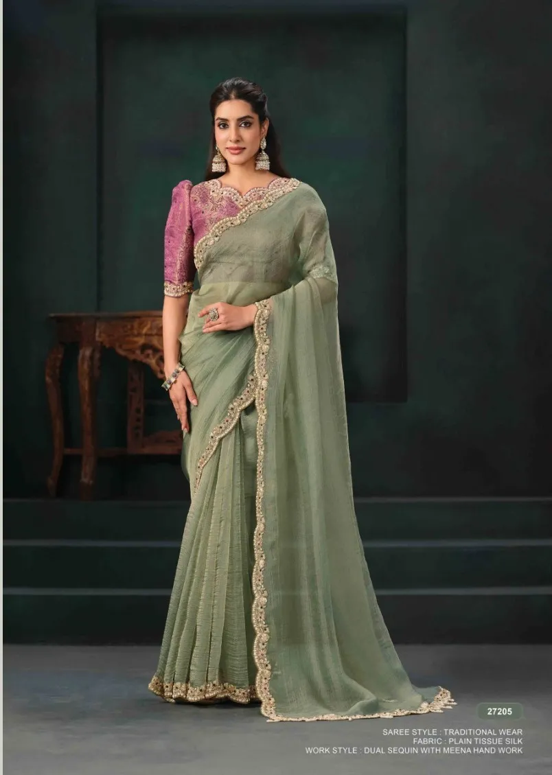 Mahotsav Mohmanthan 27200 Zaahira catalog saree blouse fabric wholesale - Sanvari Fashion