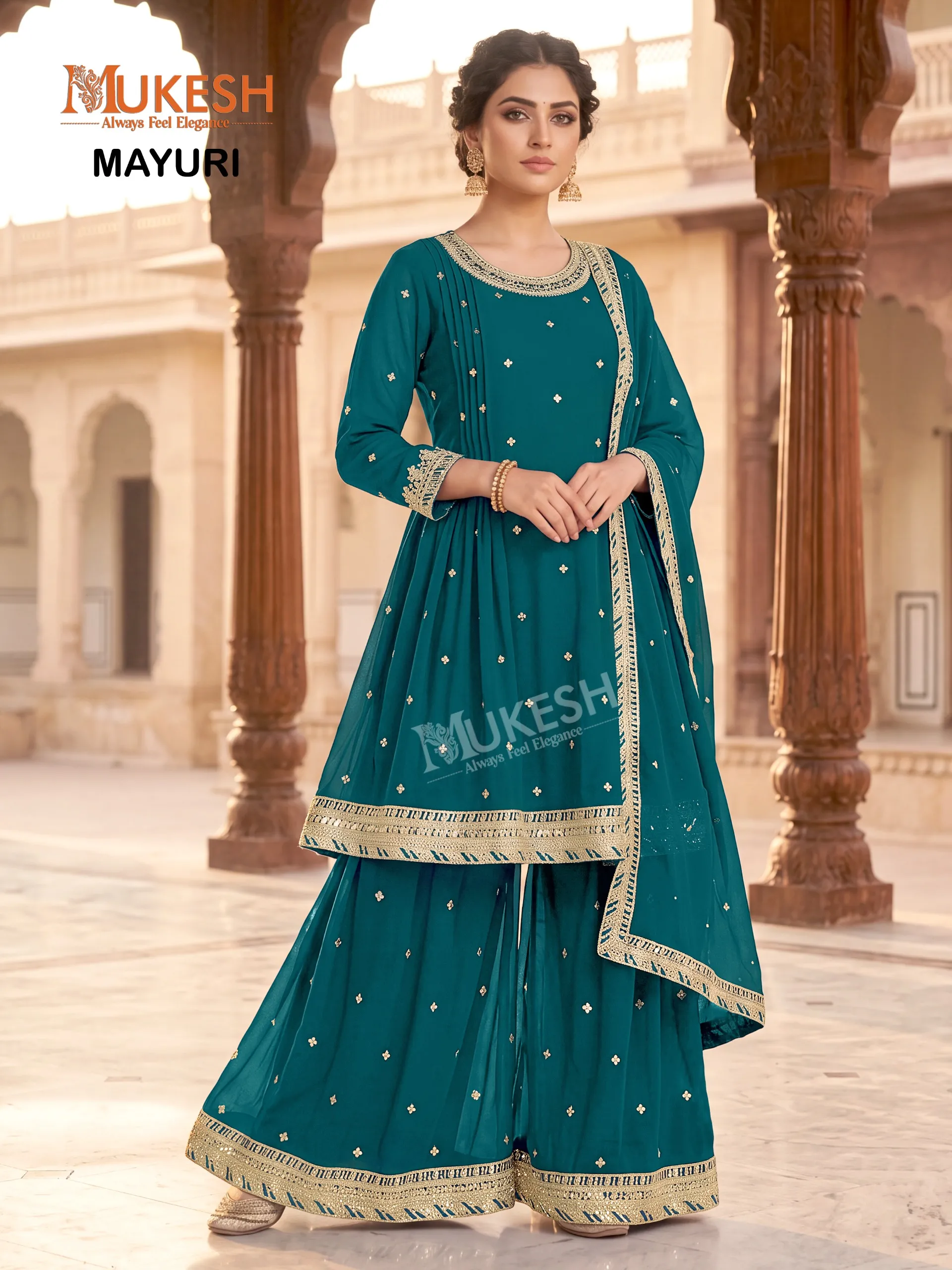 Mukesh Mayuri Catalog blue georgette kurtis wholesale - Sanvari Fashion