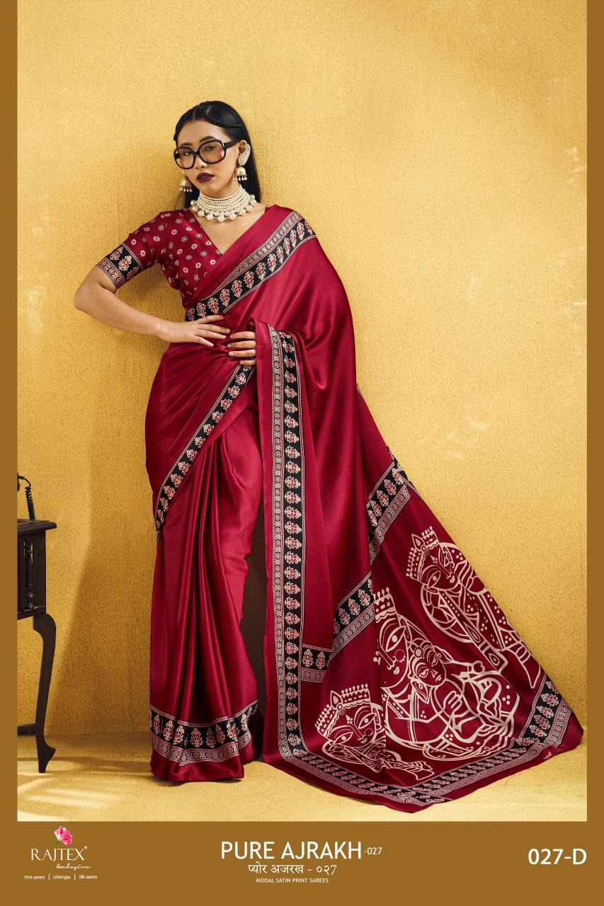 Rajtex Pure Ajrakh 027 catalog saree wholesale in kathmandu - Sanvari Fashion