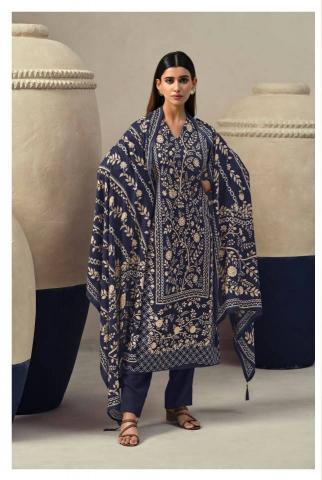 Reyna Indigo catalog chanderi silk salwar kameez wholesale - Sanvari Fashion