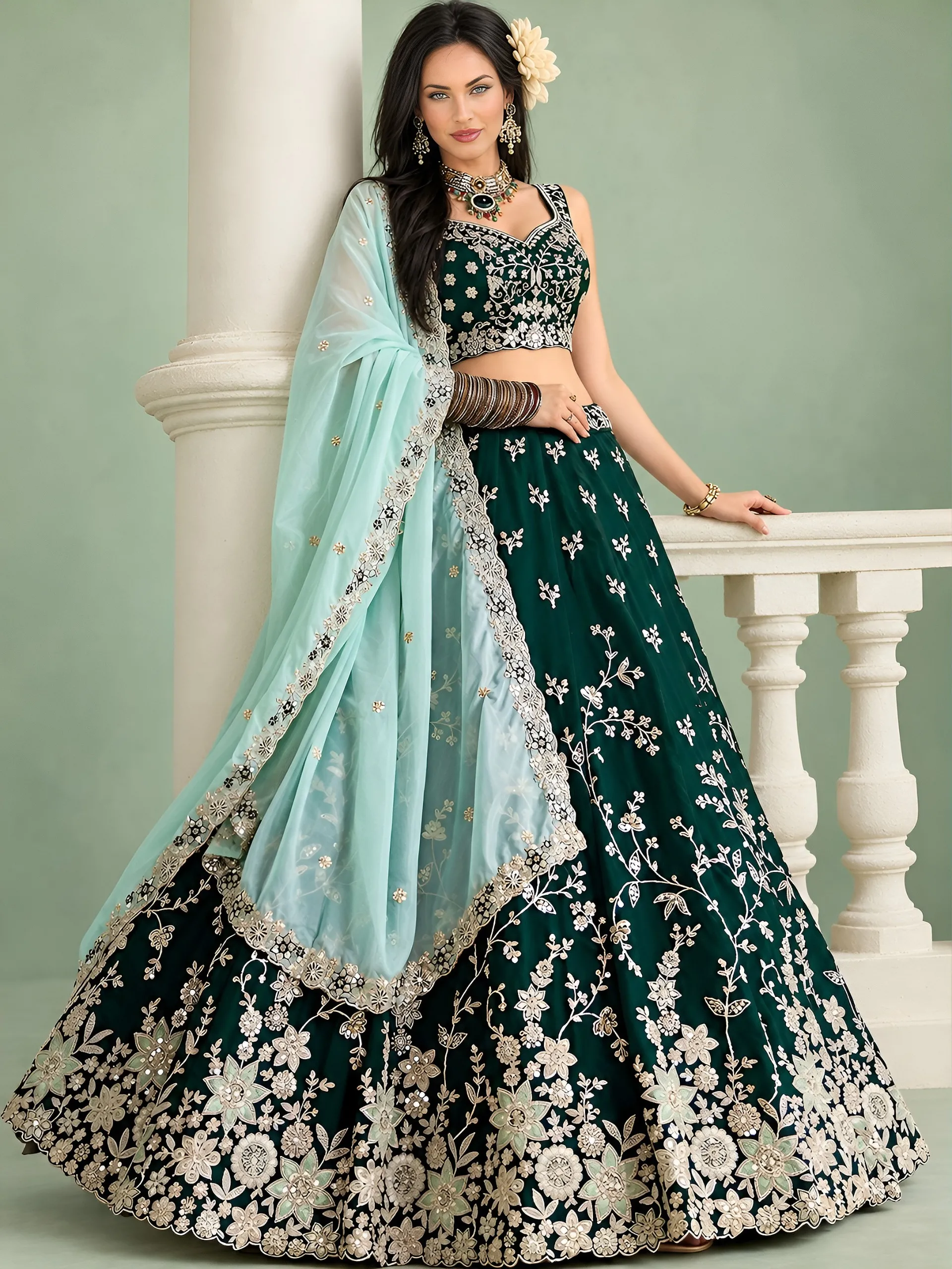 Sabella 5139 Green catalog lehenga wholesaler in guwahati - Sanvari Fashion