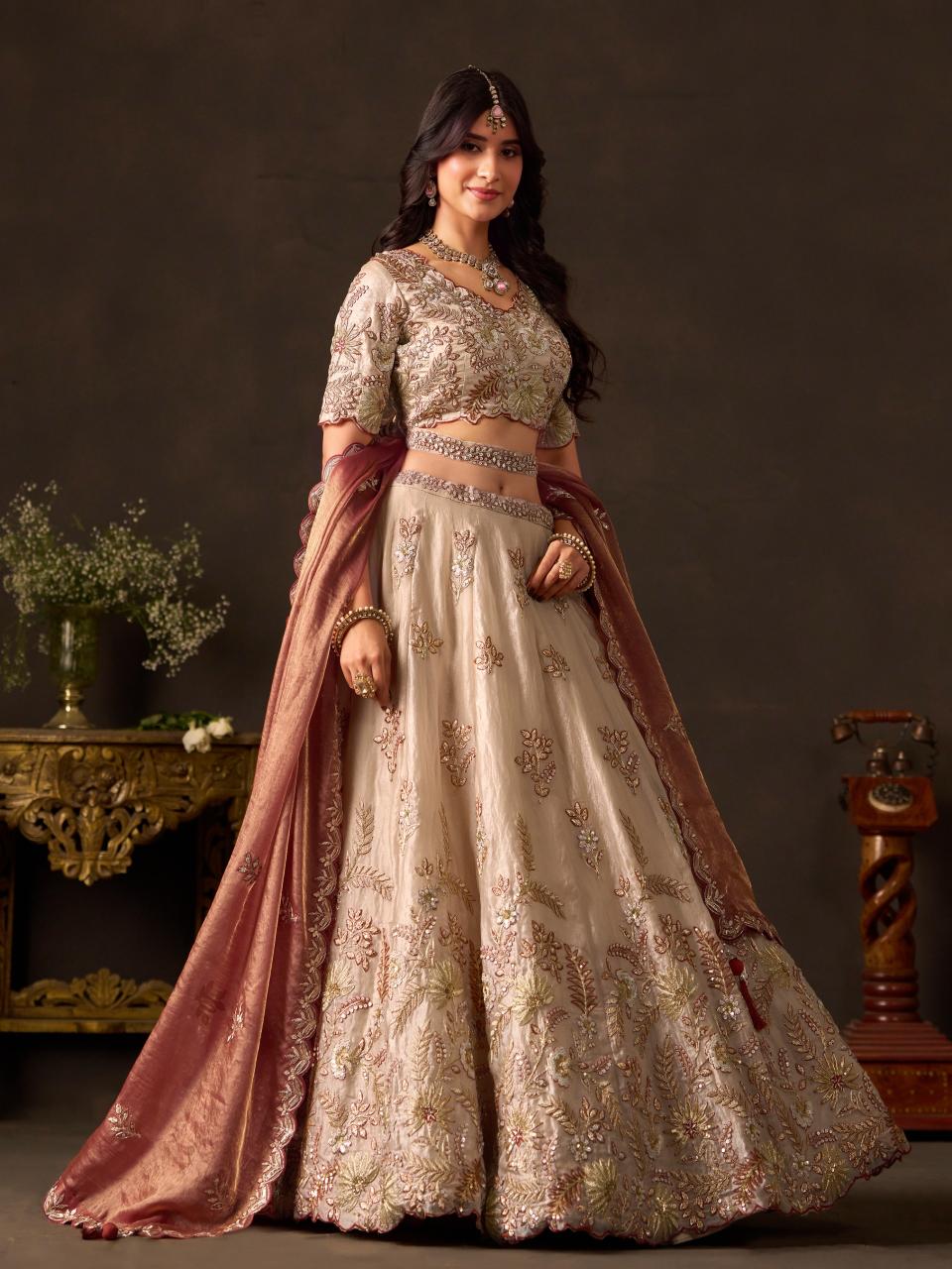 Sabella 6019 Copper Gold catalog wholesale bridal lehenga online - Sanvari Fashion