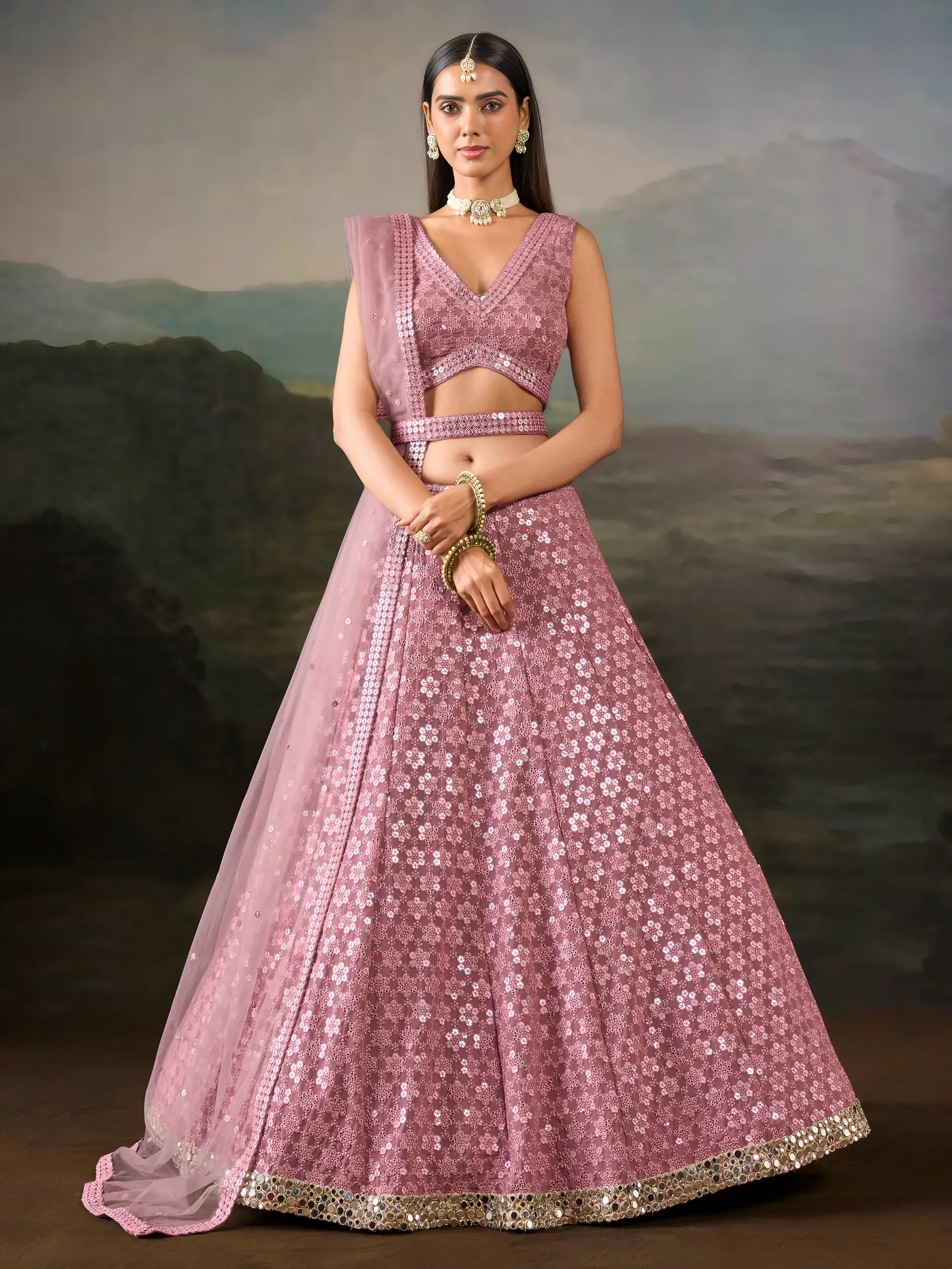 Sabella 7087 Pink catalog lehenga wholesaler in sadar bazar delhi - Sanvari Fashion