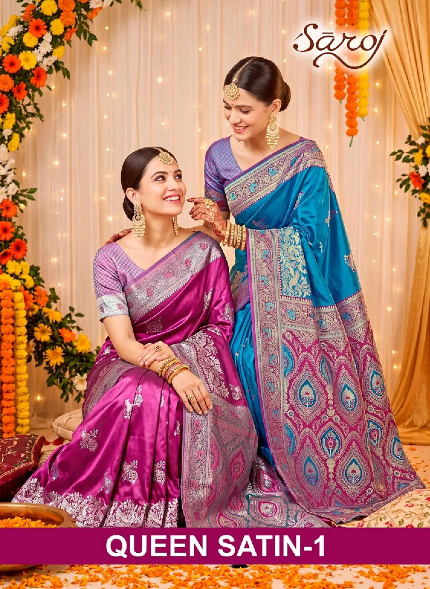 Saroj Queen Satin silk vol.1 Silk saree in surat with price wholesale - Sanvari Fashion