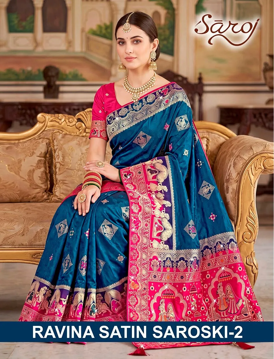 Saroj  Ravina satin saroski vol.2 Silk saree in surat price wholesale - Sanvari Fashion