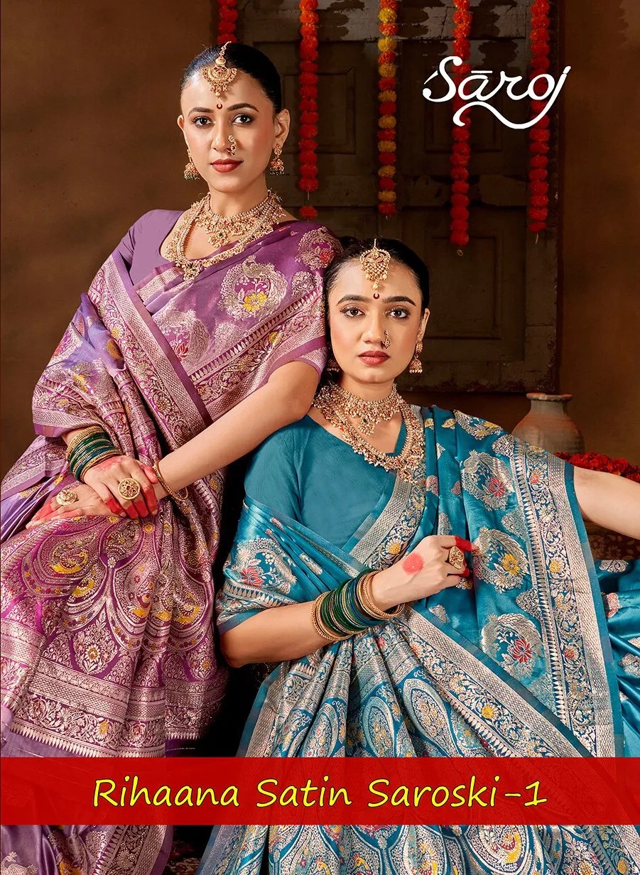 Saroj Rihana satin saroski vol.1 Satin silk saree - Sanvari Fashion