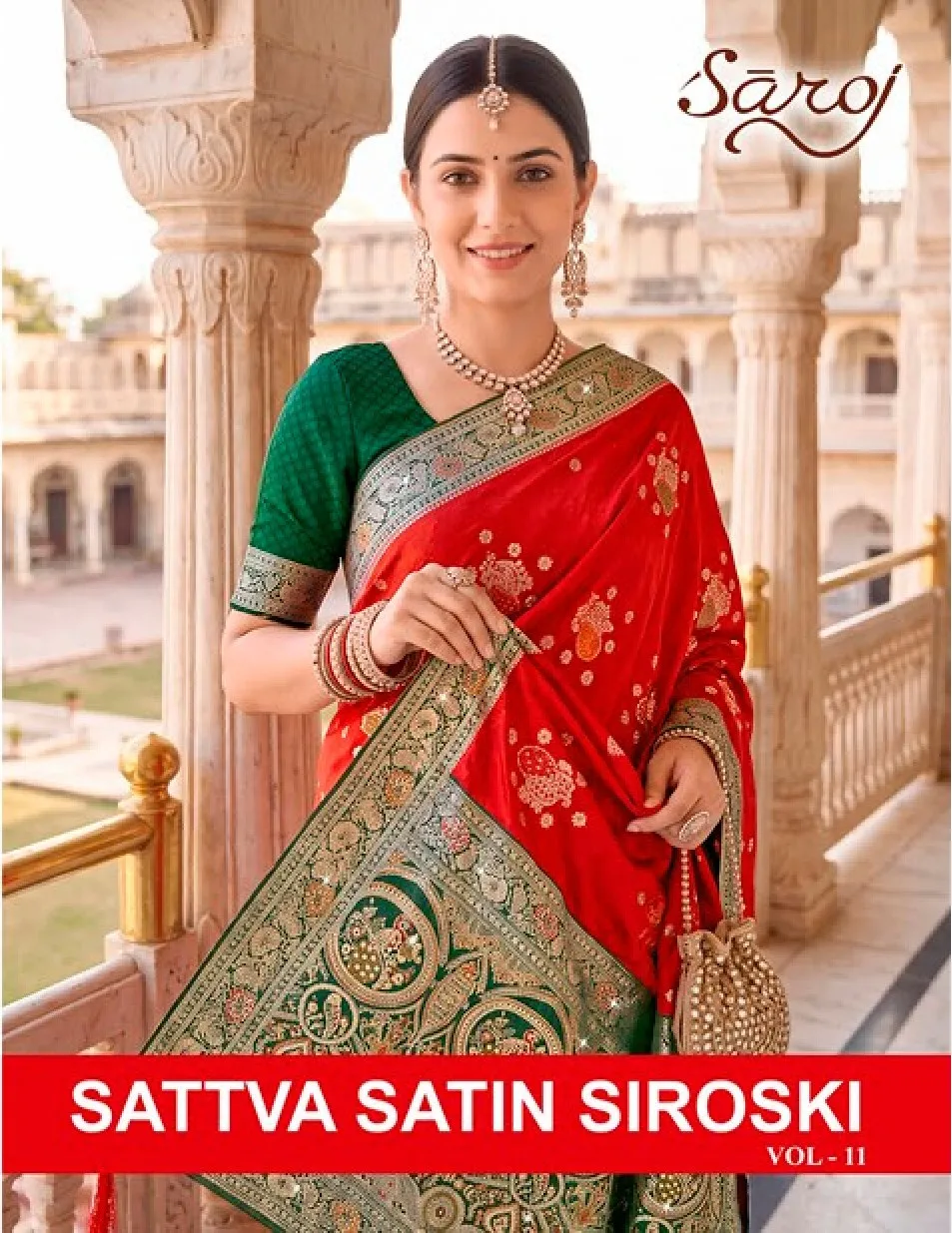 Saroj Sattva satin saroski vol.11 Satin silk saree in surat with price wholesale - Sanvari Fashion