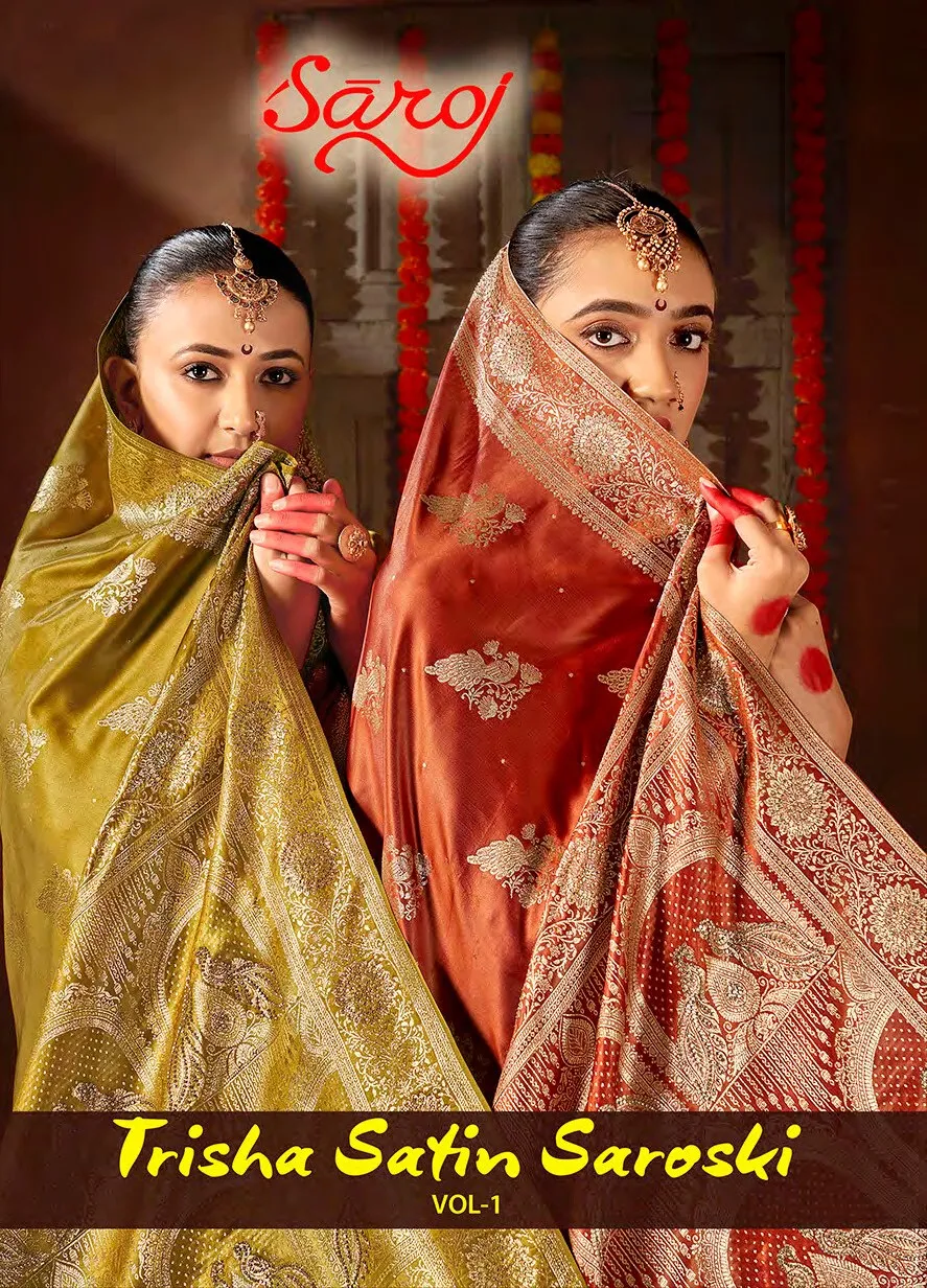 Saroj Trisha satin saroski vol.1 Satin silk saree in surat price wholesale - Sanvari Fashion