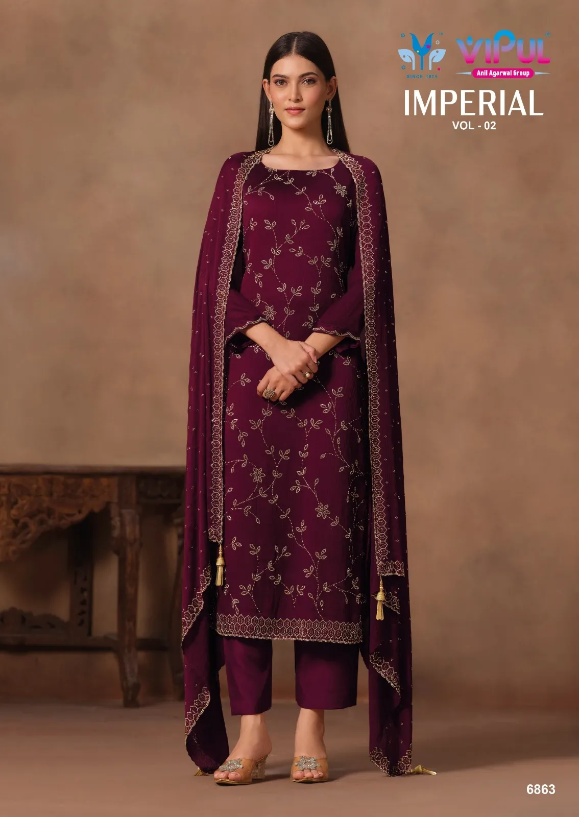 Vipul Imperial vol 2 catalog wholesale salwar kameez suits - Sanvari Fashion