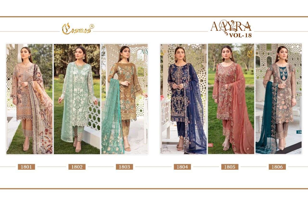  Cosmos Aayra vol 18 Georgette Wear Pakistani Salwar Kameez suits catalog