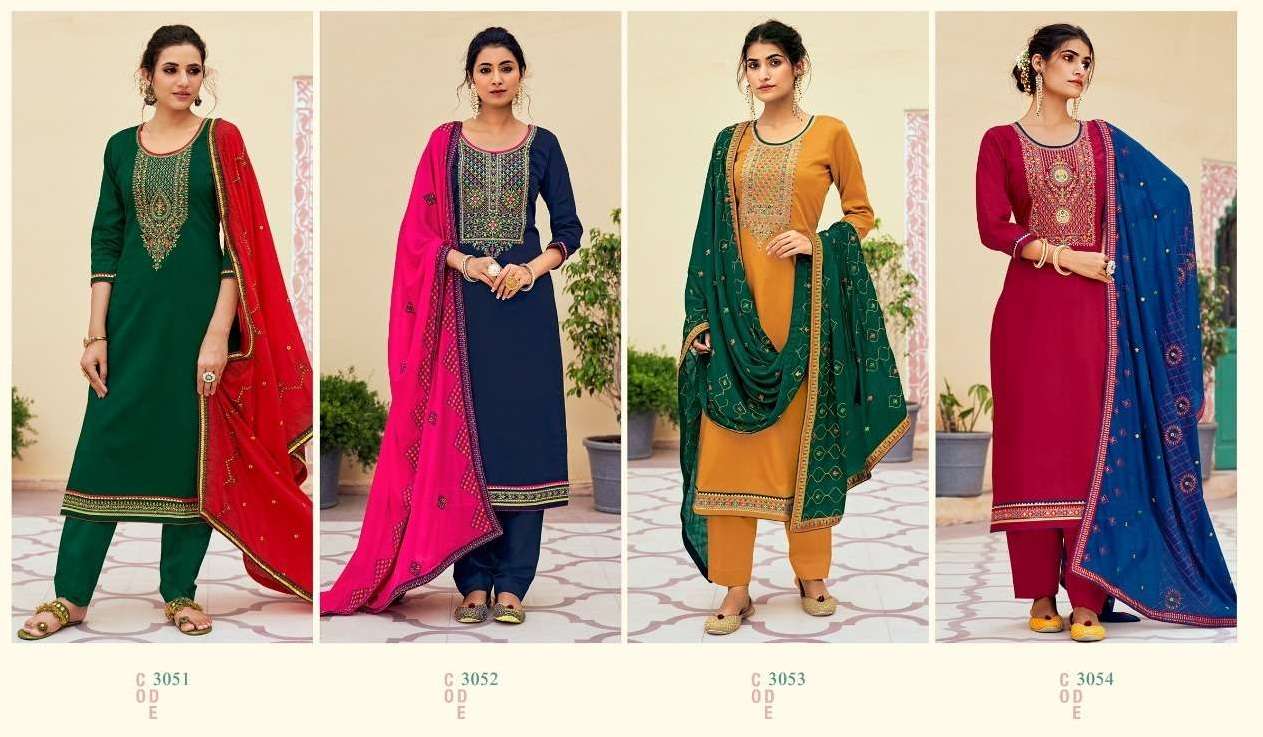 Kalarang Niharika Jam Silk Cording Work Dress Material Catalog