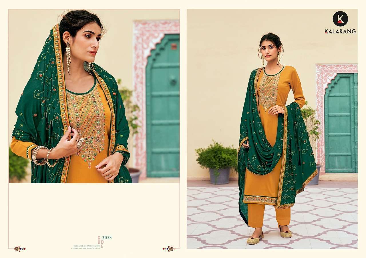 Kalarang Niharika Jam Silk Cording Work Dress Material Catalog