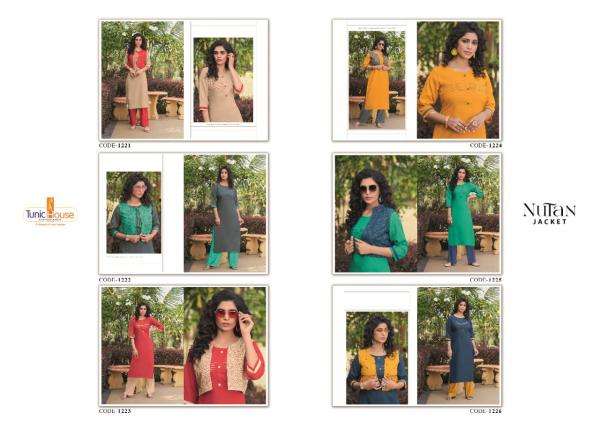 Tunic House Nutan Cotton Embroidery Kurti With Jacket Low Rate Catalog