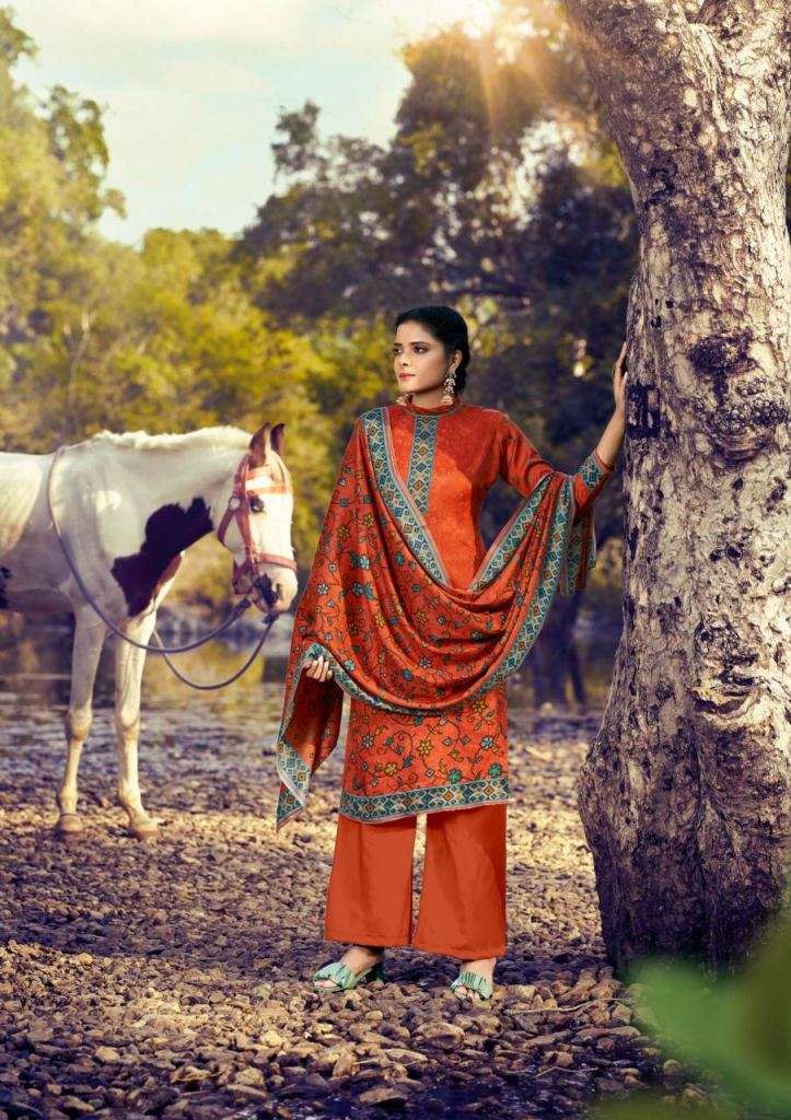 Kesariya Saaira Pashmina Dress Material 