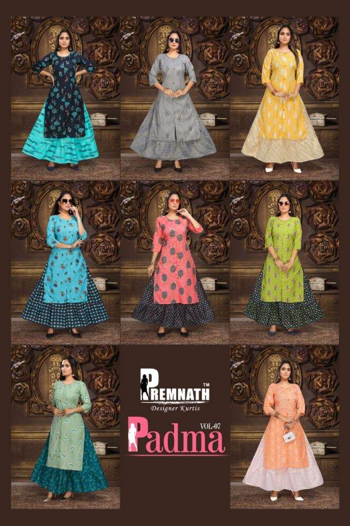 Premnath Padma vol 7 long kurti with skirt style catalog