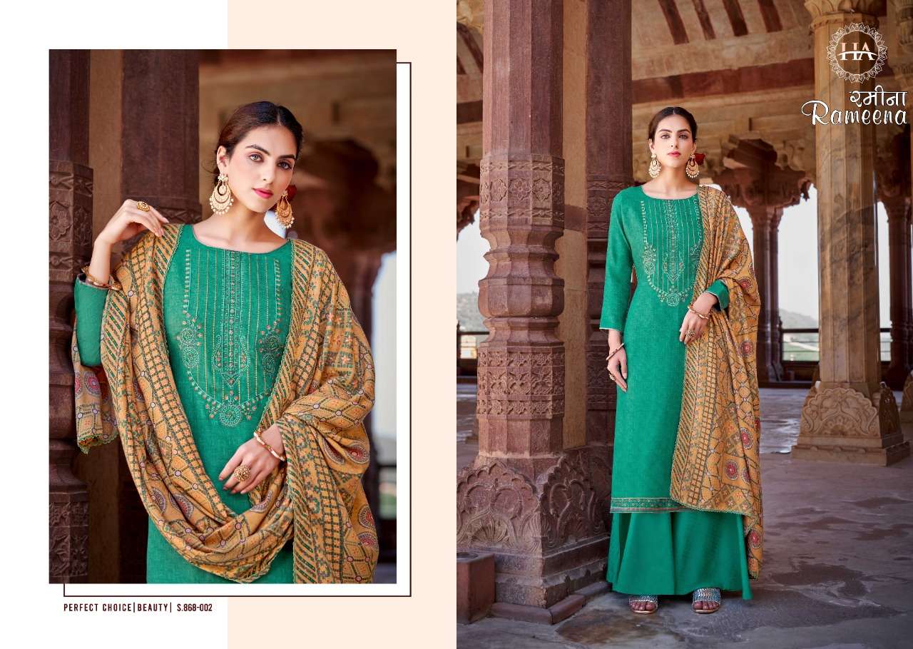 Harshit Rameena Winter Designer Wool pashmina dress material online india