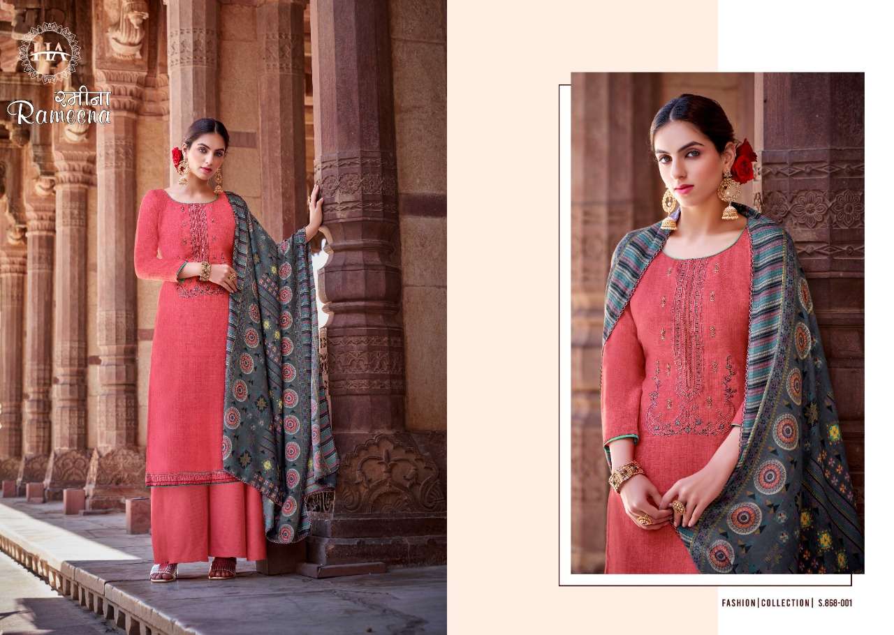 Harshit Rameena Winter Designer Wool pashmina dress material online india