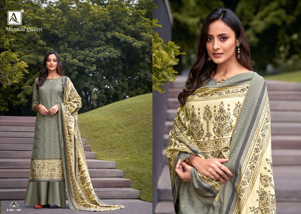 Alok Mughal Queen vol 2  Pure Wool Pashmina Designer Winter Dress Material