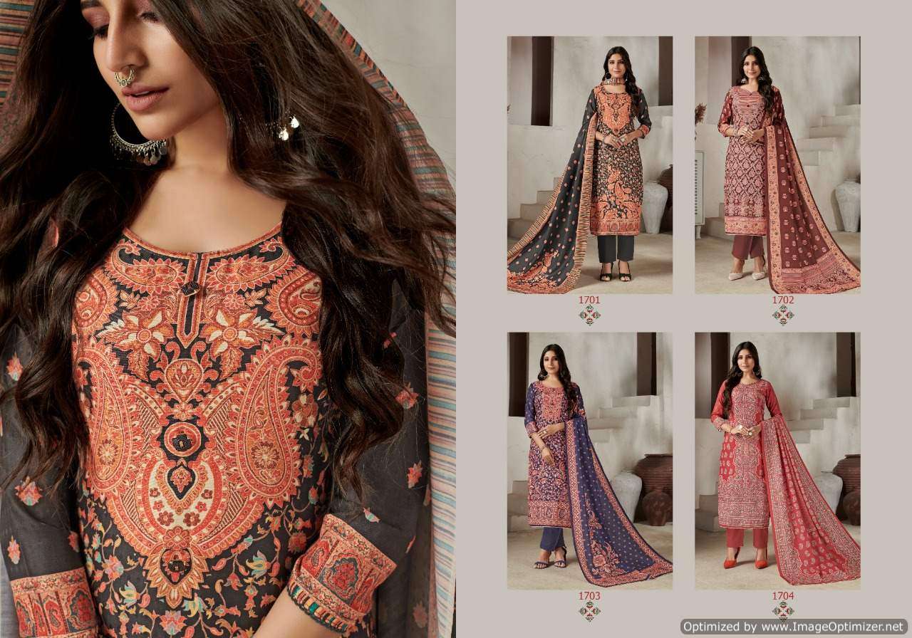Bipson Kashmiri Queen 1701 To 1704 Woolen Pashmina Dress Material catalog  