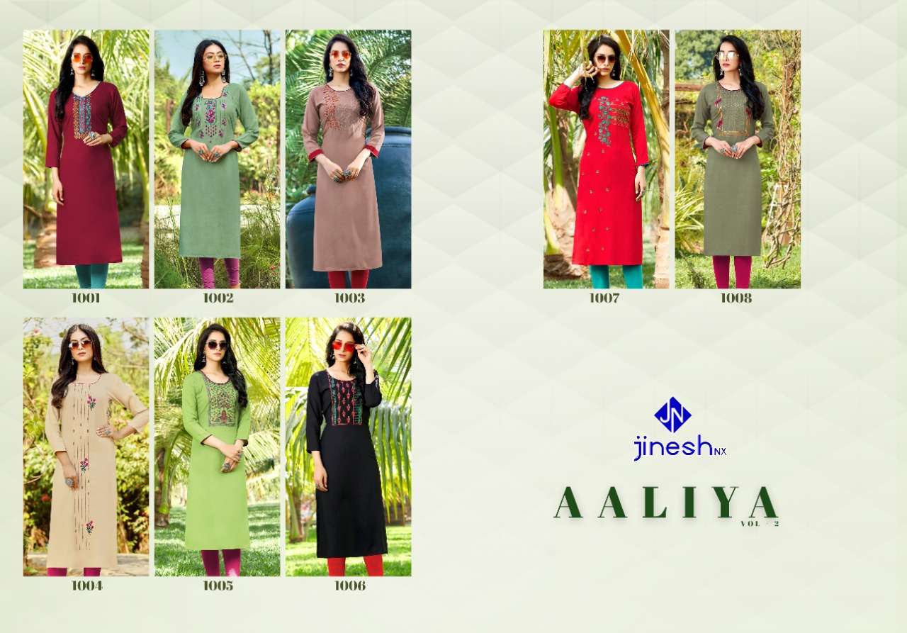Jinesh Nx Aaliya Vol 2 Rayon Designer Kurtis Catalog