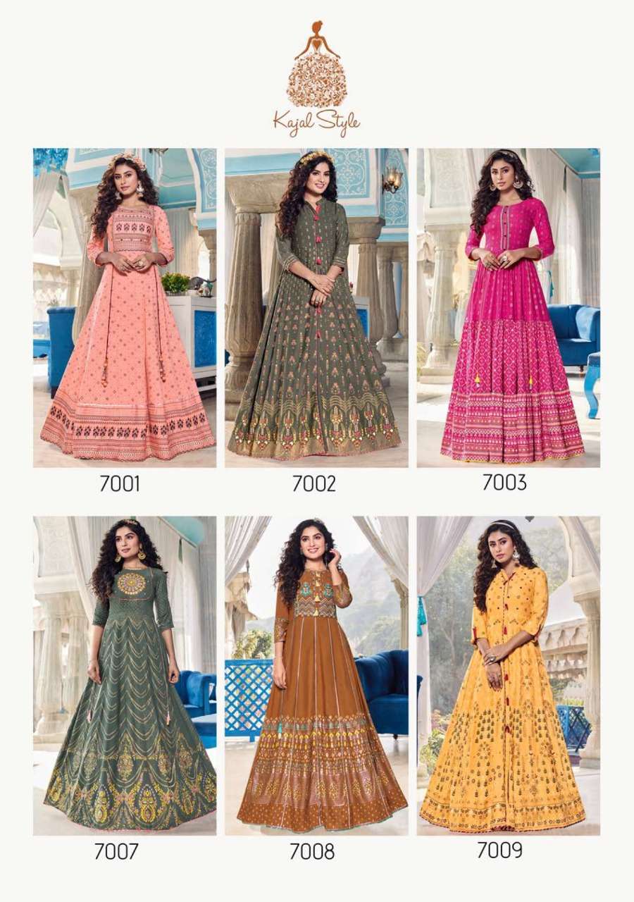 Kajal Style Colorbar Vol 7 Fancy Rayon Embroidery Kurtis Catalog