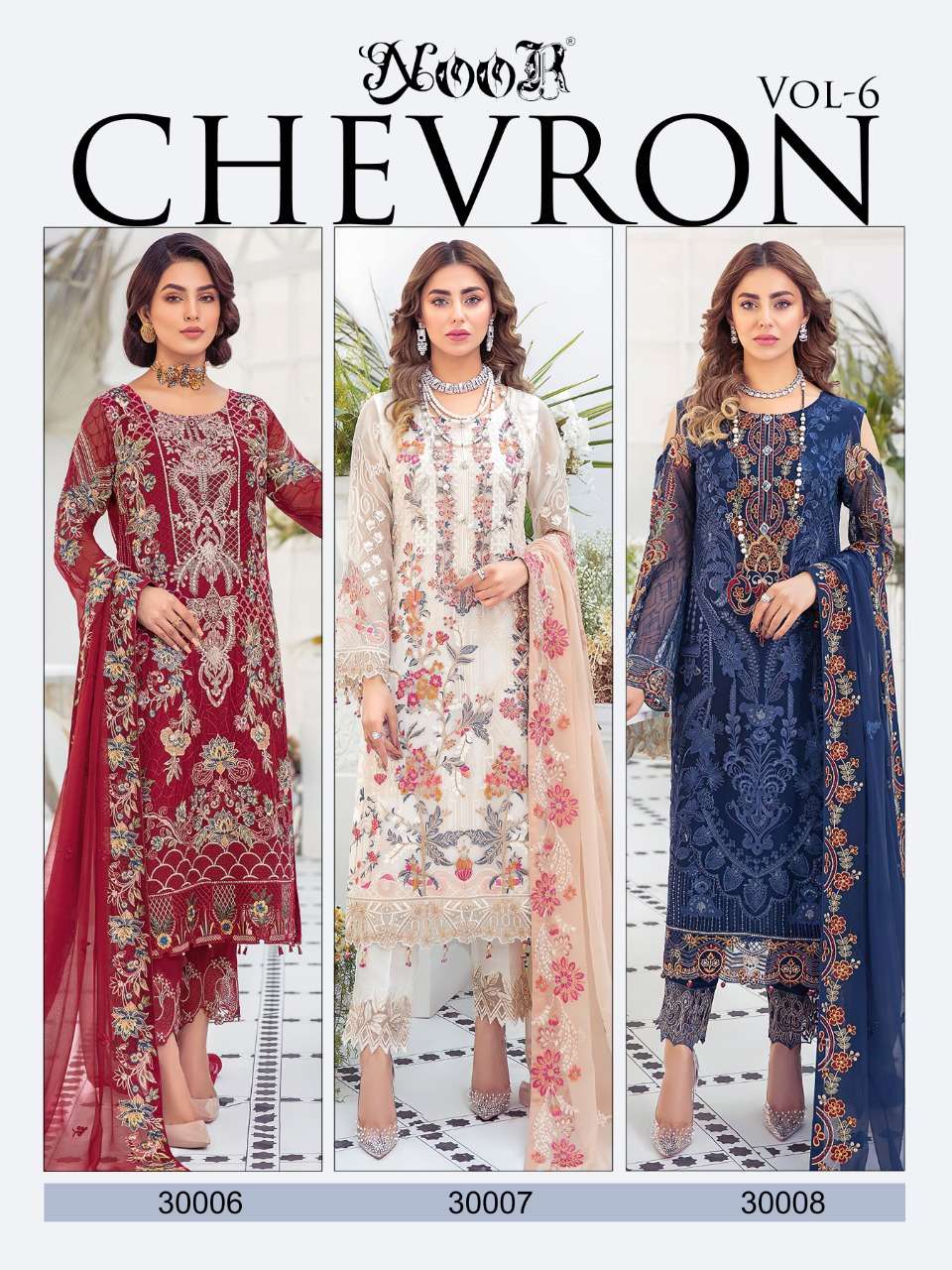 Noor Chevron Vol 6 Georgette Wear Pakistani Salwar Suits Catalog