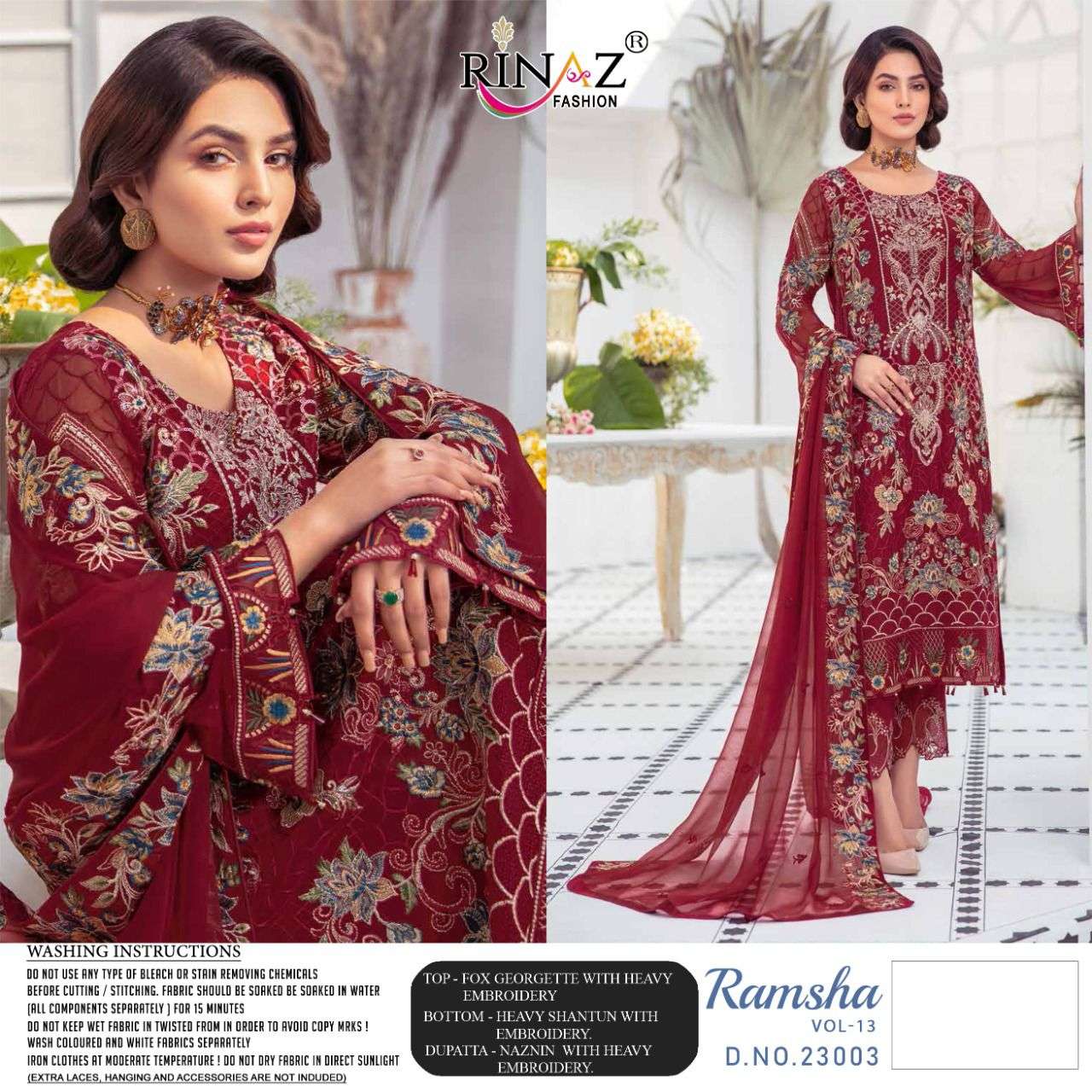Rinaz Ramsha Vol 13 Georgette Wear Pakistani Salwar Kameez Catalog