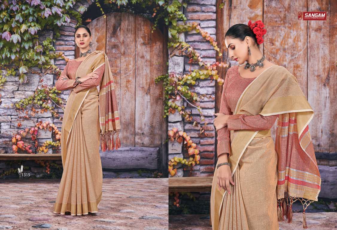 Sangam Rithika Festive Wear Linen Sarees Catalog